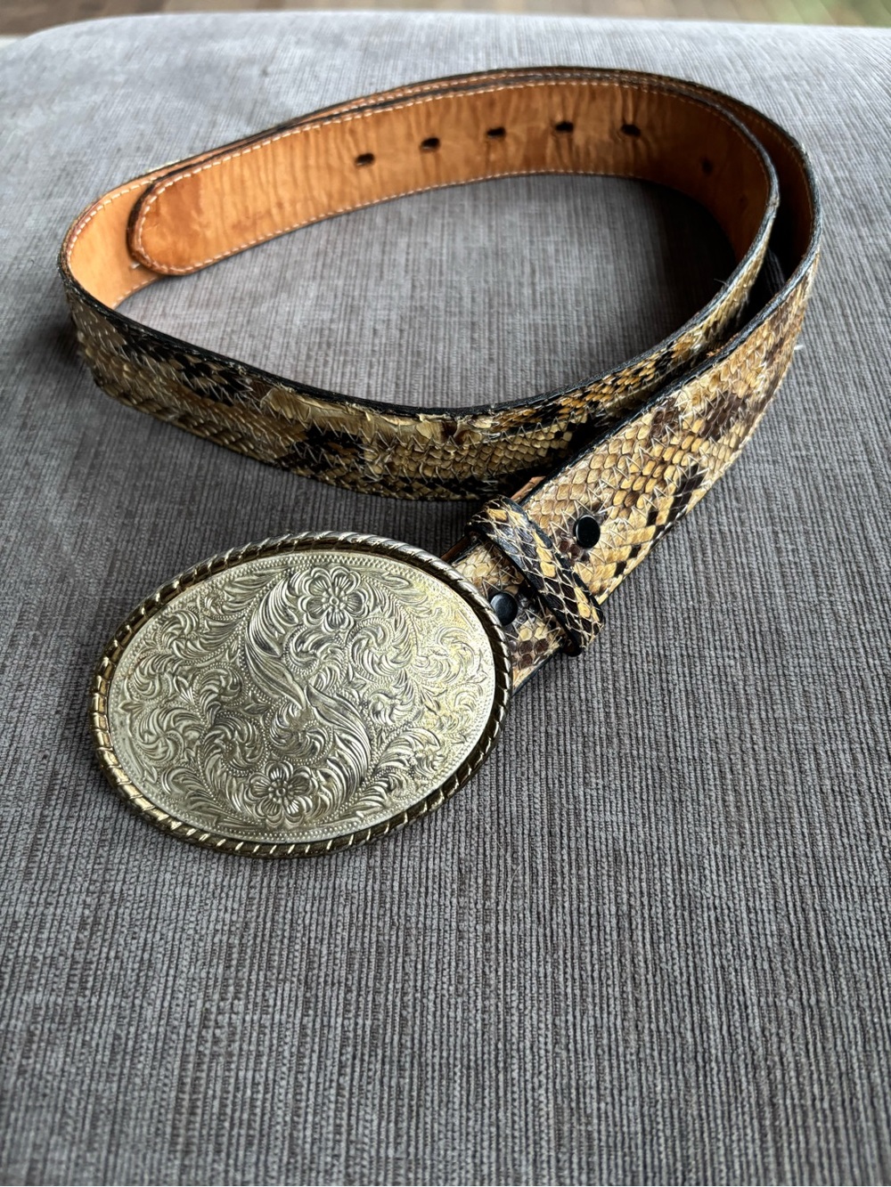 Vintage Tony Lama Genuine Python Snakeskin Western Belt - Made in USA Size 38
